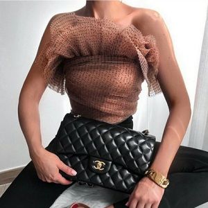 Zara Brown Ruffled Crop Top
